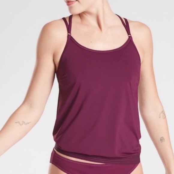 Athleta Swim Nwot Athleta Cross Back Blousy Tankini Plum Size 34ddd
